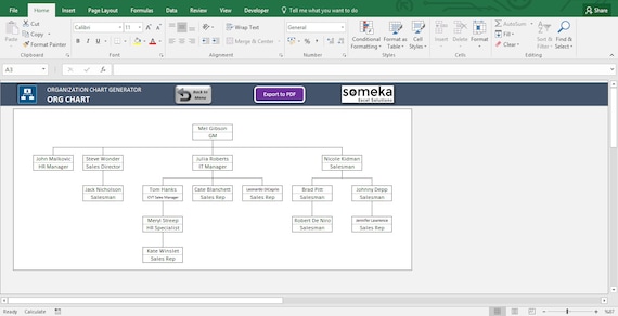 Excel Automatic Org Chart Maker