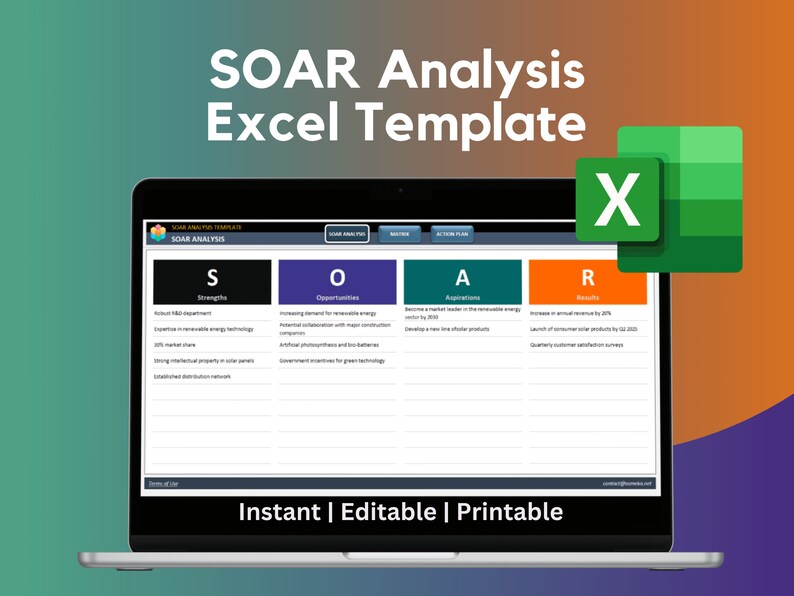 Soar Template.pdf SOAR Analysis | Excel Template | Business Strategy | Success and Growth ...
