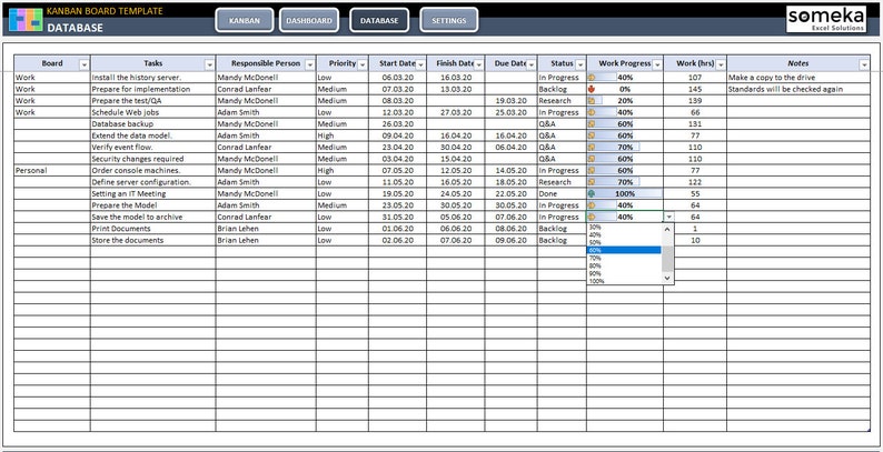 Kanban Board Excel Template | Agile Project Management | Task Tracker ...