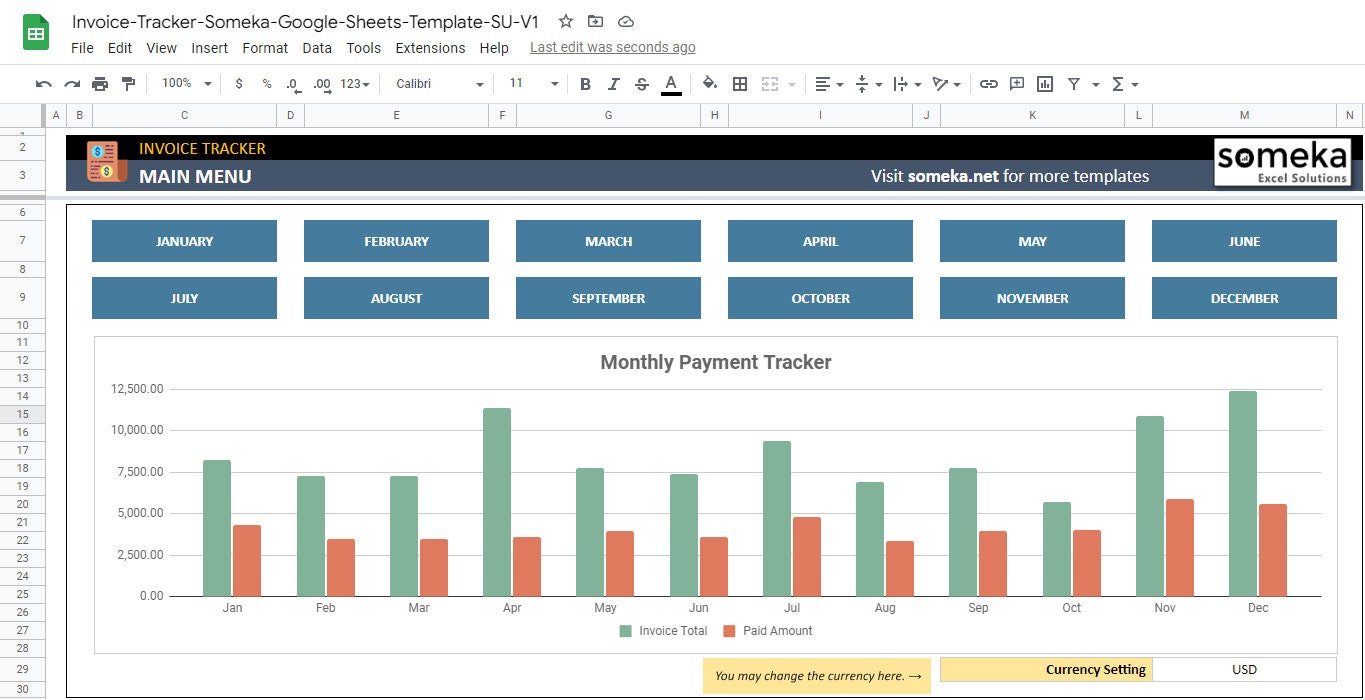 Invoice Tracker | Google Sheets Template | Invoice Spreadsheet | Keep ...
