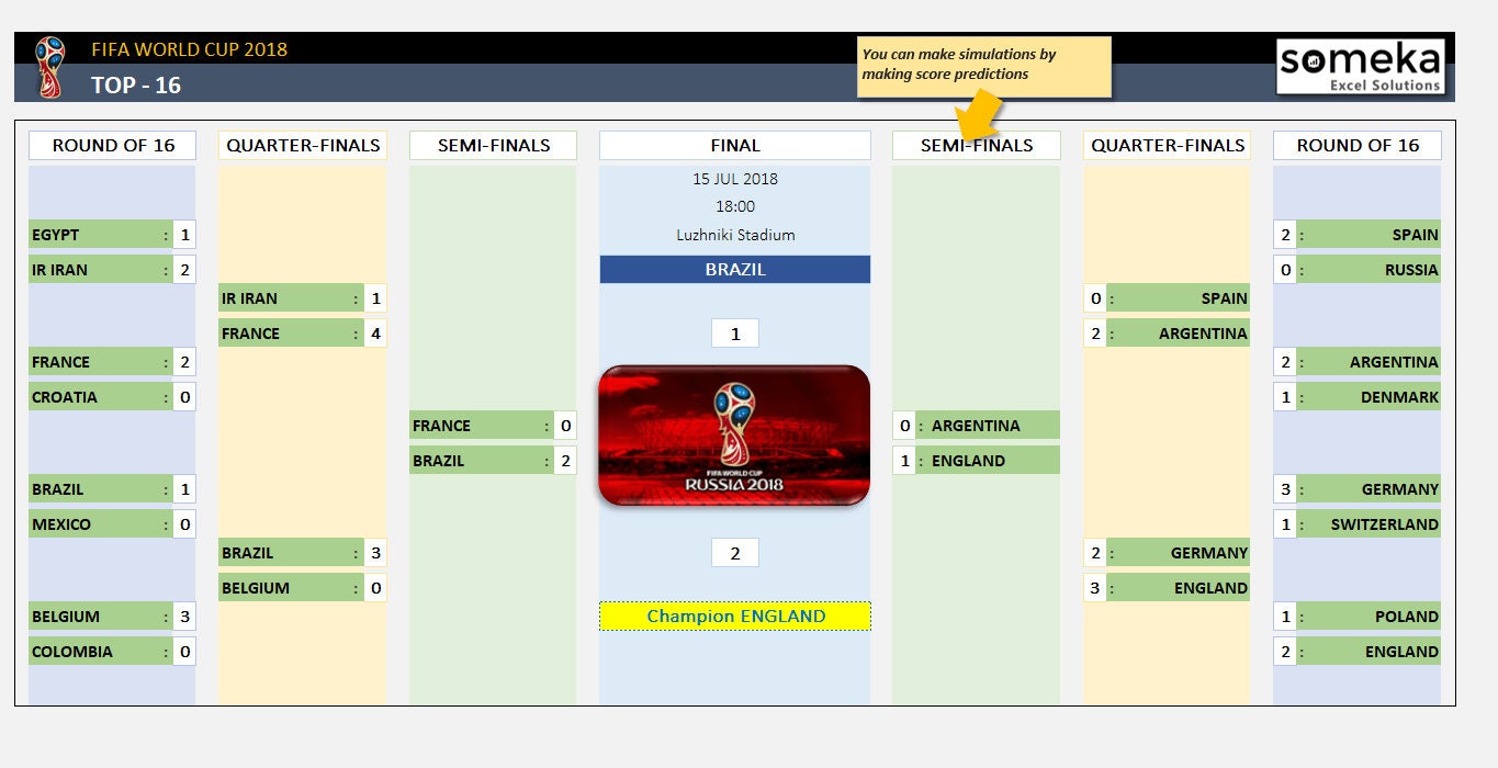 World Cup 2018 Excel Template Interactive Spreadsheet and | Etsy