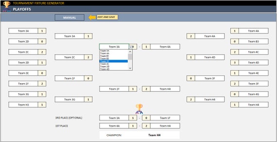 Excel Tournament Fixture Generator