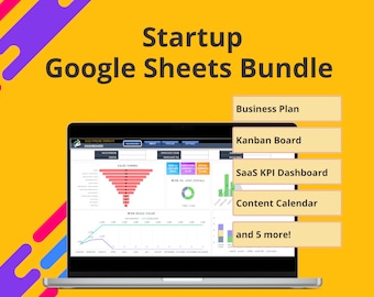 Startup Google Sheets Templates Bundle | Business Plan, Kanban, CRM