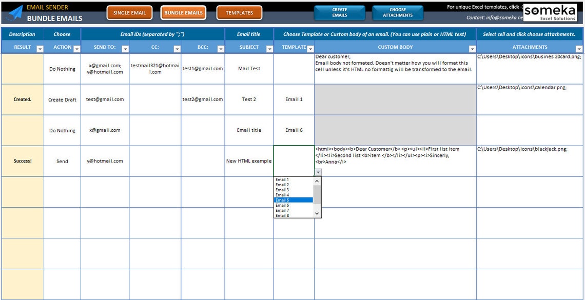 Mail Merge & Email Sender Excel Template Bulk Email Sender Excel ...