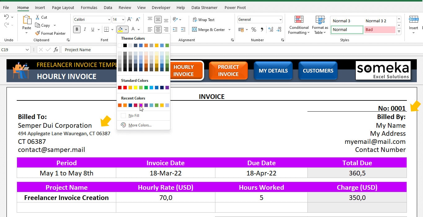 Freelance Invoice Template | Invoice Spreadsheet | Business Invoice ...