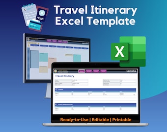 Excel Travel Itinerary Template | Trip Planner with Checklists