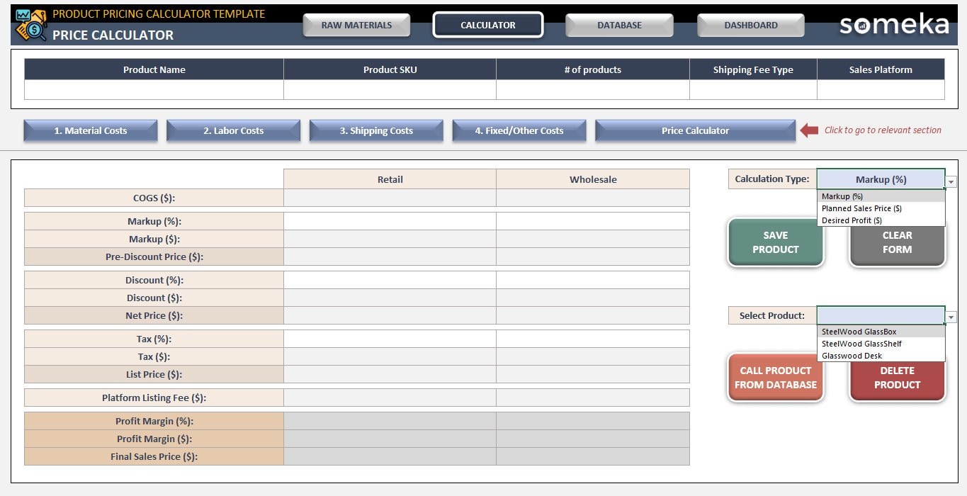Product Pricing Excel Template | Product Pricing Strategy | Profit ...