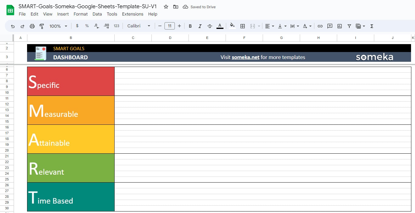 SMART Goals Template: Printable Goal Planner in Google Sheets - Etsy
