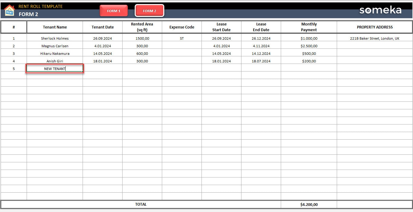 Rent Roll Template Excel Template Property Management Tool for Rent Roll Template Excel Template Property Management Tool for