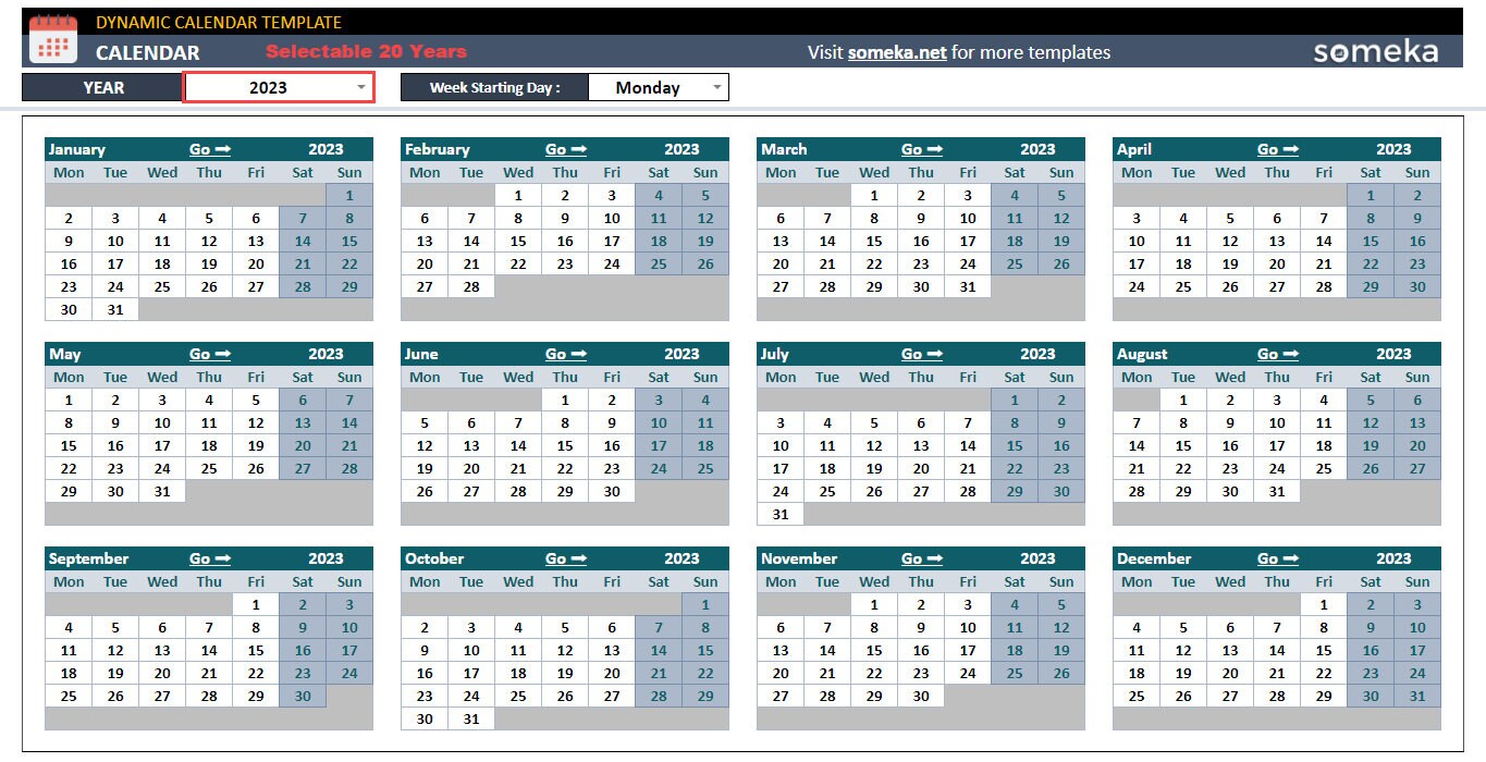 Dynamic Calendar Google Sheets Template Track Your Tasks Etsy