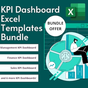 KPI Dashboard Excel Templates Bundle: Project, HR, Sales (Digital Download)