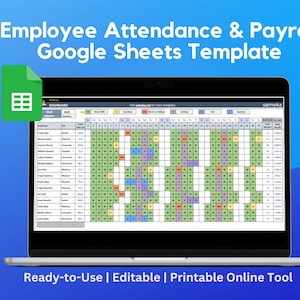 Employee Attendance Tracker & Payroll | Google Sheets Template | Online Payroll Calculator | Employee Time Tracker