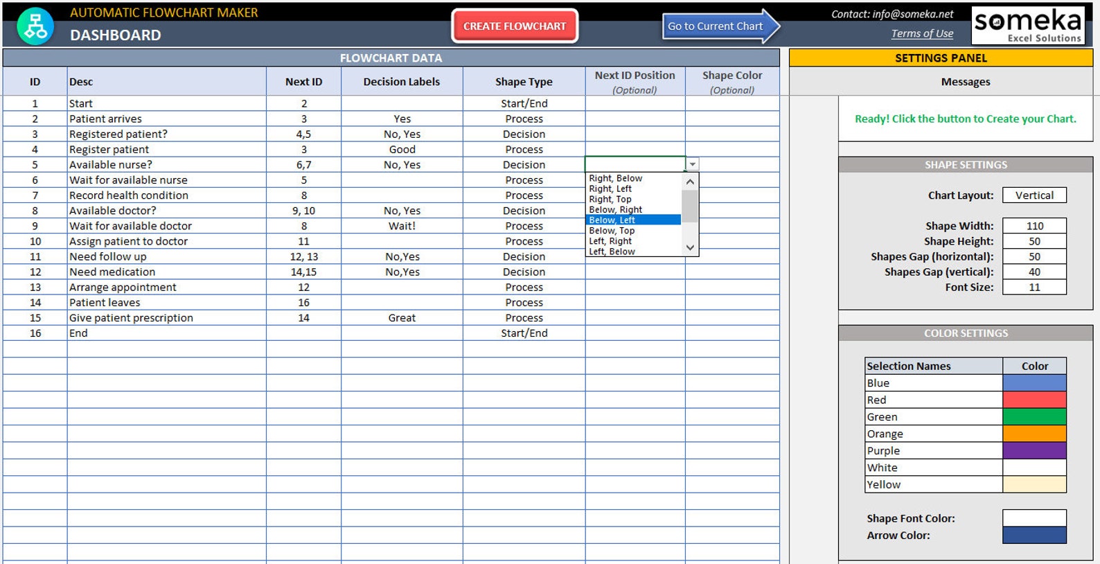 Automatic flowchart maker flowchart generator excel etsy uk