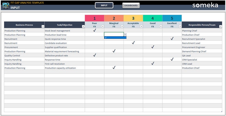 Fit Gap Analysis Excel Template: Process Improvement Tool - Etsy