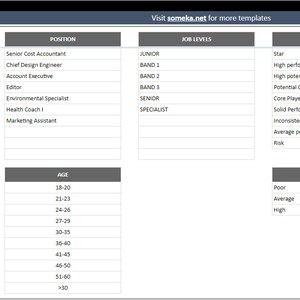 9 Box Grid Dashboard Google Sheets | Talent Management Template ...