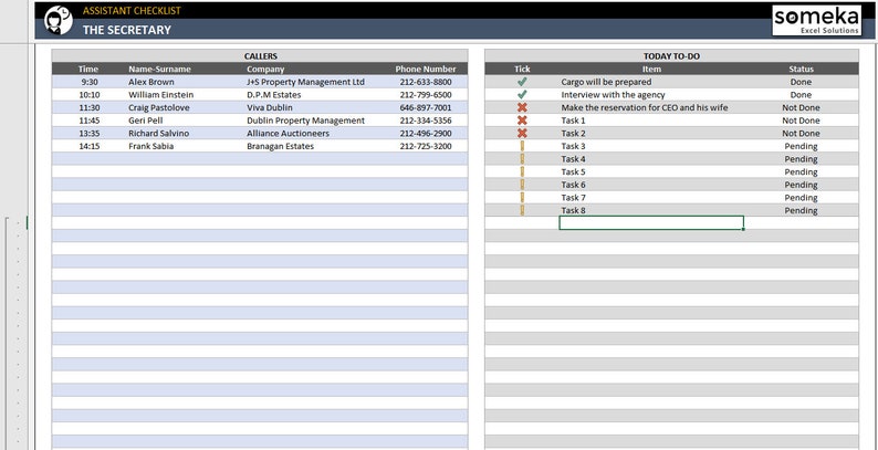 Executive Assistant Daily Checklist Template