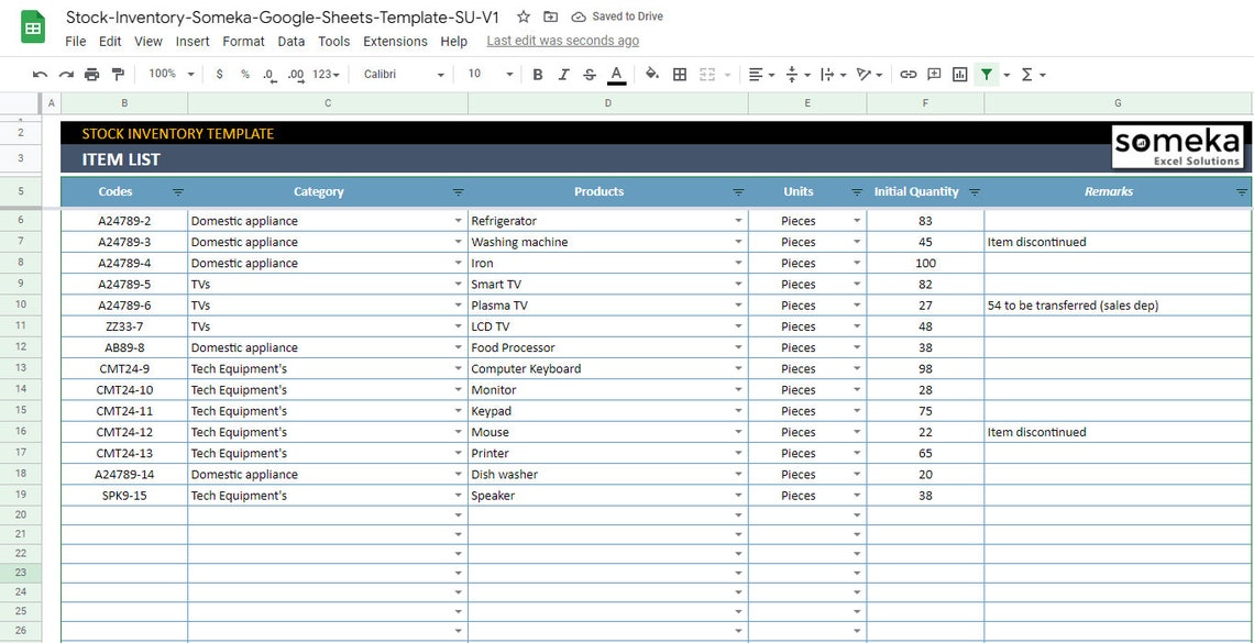 Stock & Inventory Tracker Stock Tracking in Google Sheets - Etsy