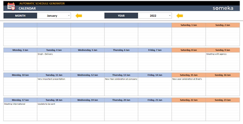 Automatic Schedule Generator | Google Sheets Template - Etsy