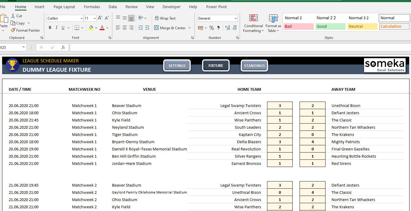 League Schedule Maker Football Schedule Excel Template Football League Schedule Maker Football Schedule Excel Template Football