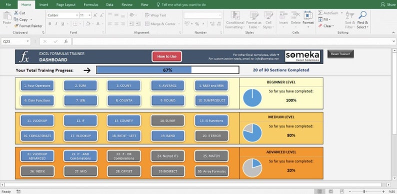 Excel formulas practice exercises template full package etsy