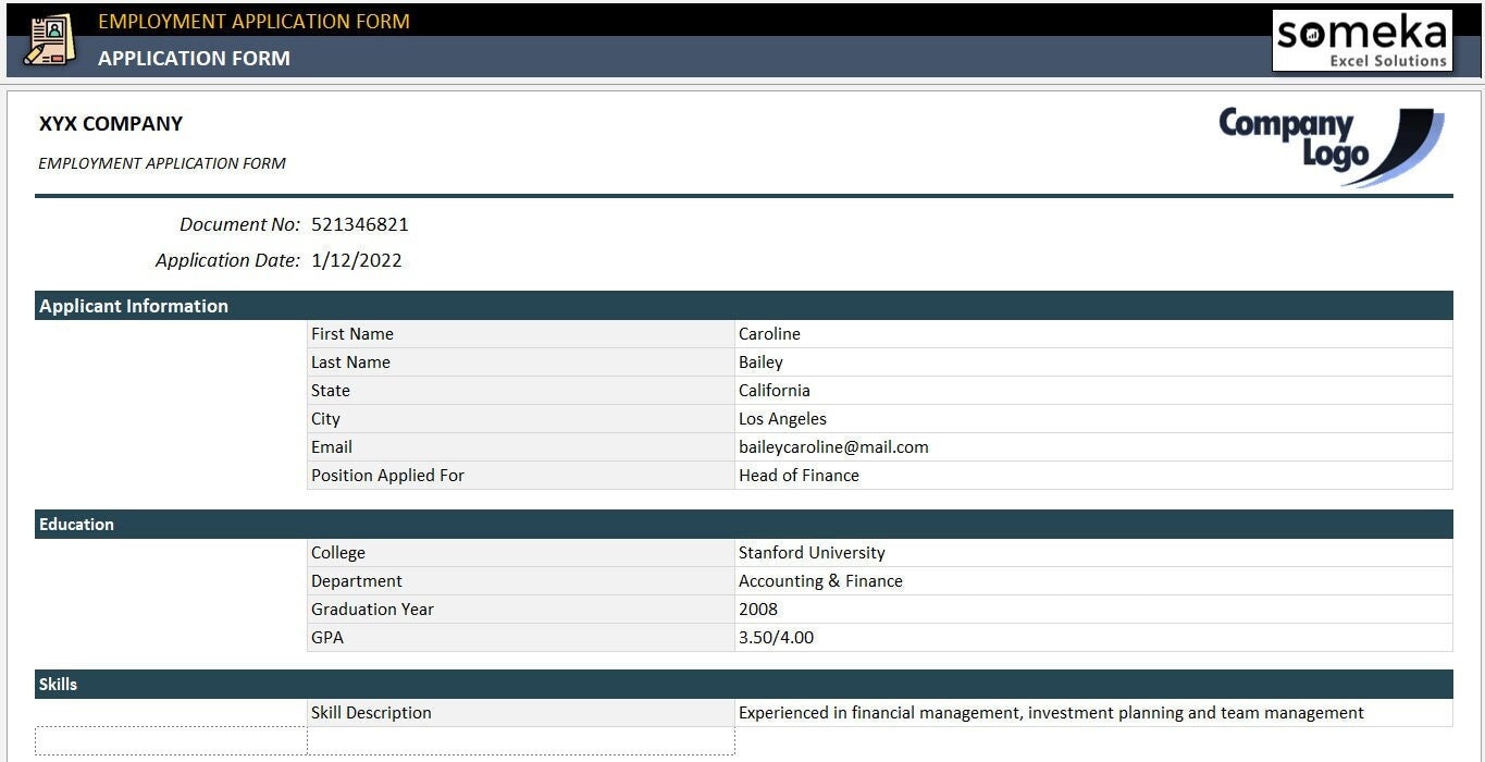 Job Application Excel Template Excel Template Job Application Job Application Excel Template Excel Template Job Application