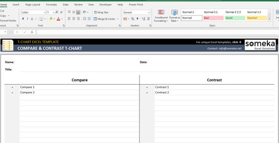 T-chart Excel Template T-chart Maker Template Excel Template Online T-chart  Maker - Etsy