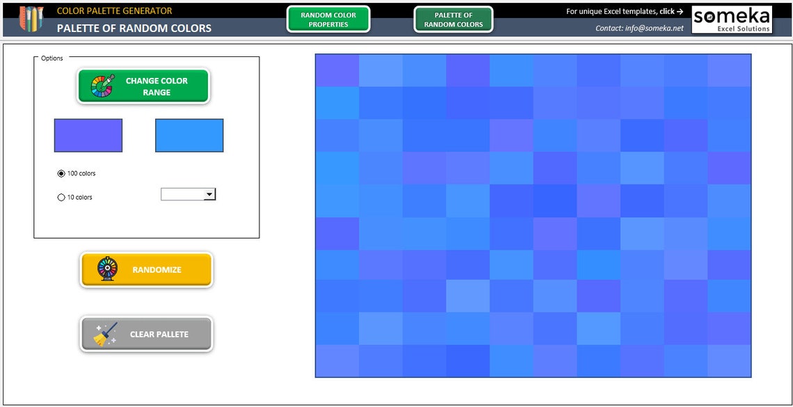 Color Palette Generator Excel Template Color Samples in Excel Color