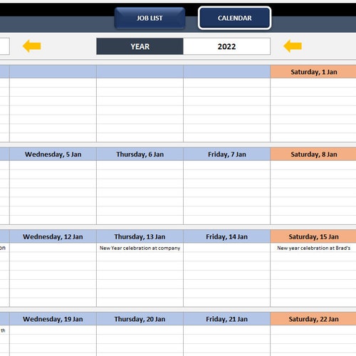 automatic schedule planner in excel editable calendar maker etsy