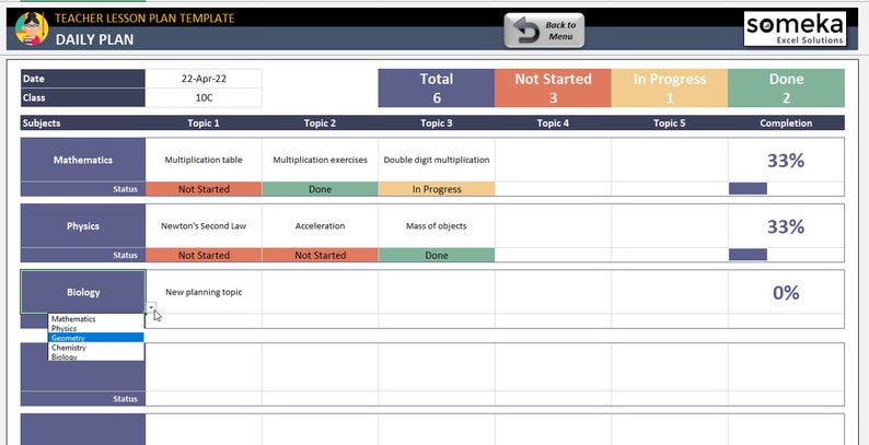 Digital Teacher and Weekly Lesson Plan Excel Template Daily
