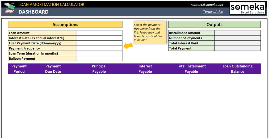 Loan Amortization Calculator | Excel Tool | Excel Template ...