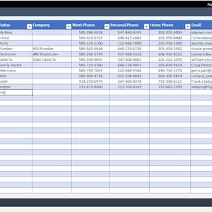 Contact List Template in Excel Ready to Print Professional | Etsy