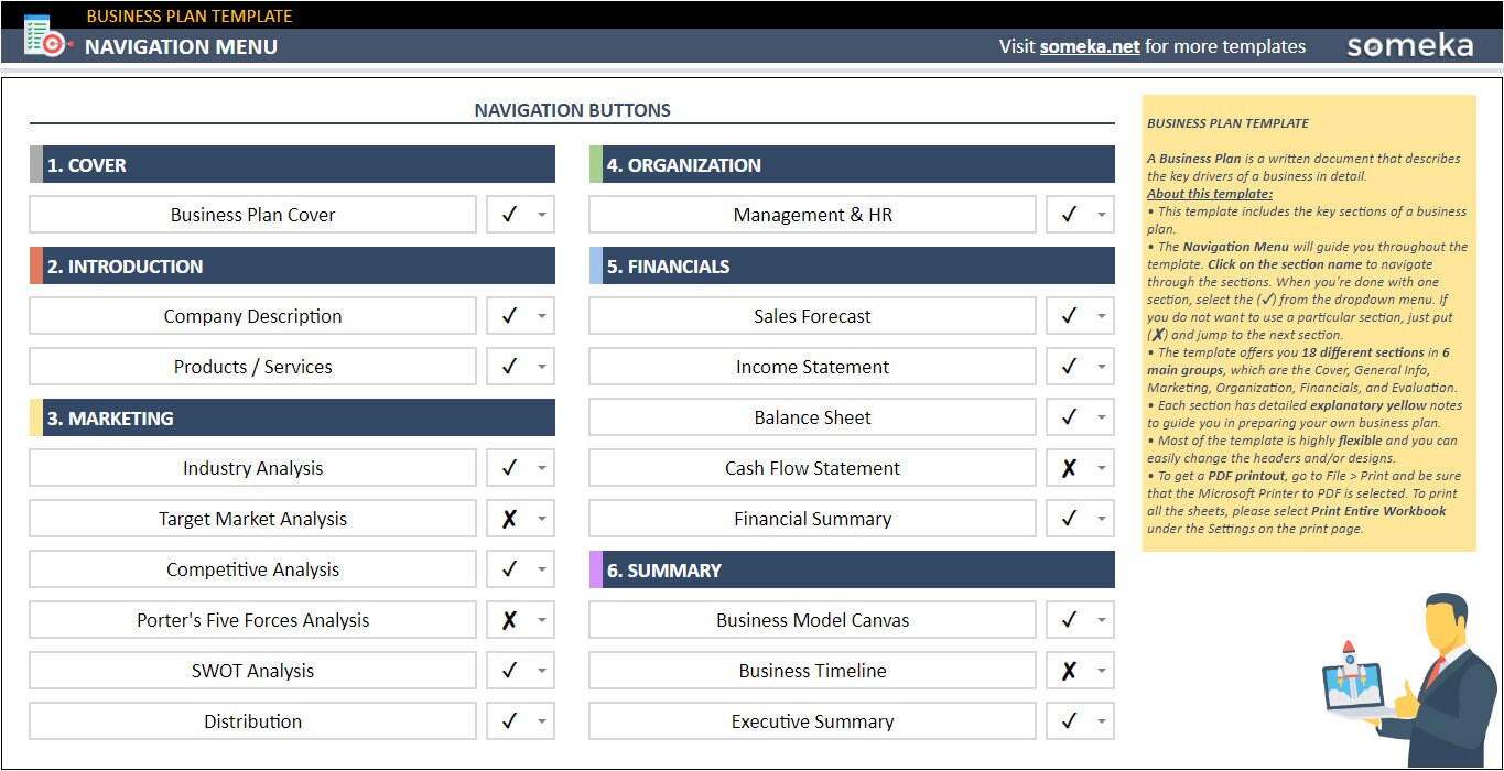 Business Plan Google Sheets Template | Summarize Key Drivers of Your ...