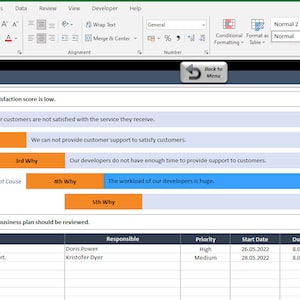 5 Whys Template | Excel Template | Root Cause Analysis Method | Problem ...