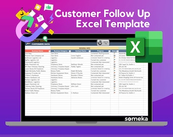 Customer Follow Up Sheet in Excel | Customer Follow Up | Printable Spreadsheet | Lead Tracker for Prospecting