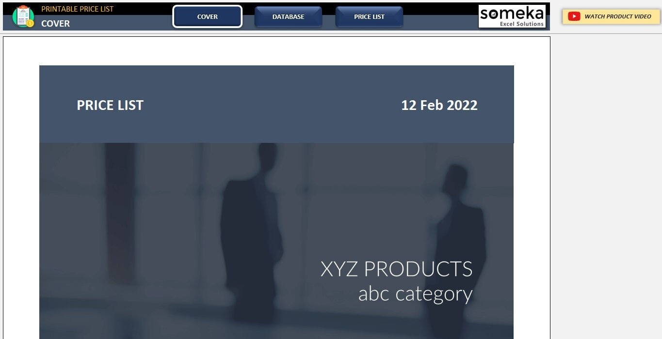 Price List Template in Excel Ready to Download Printable Spreadsheet