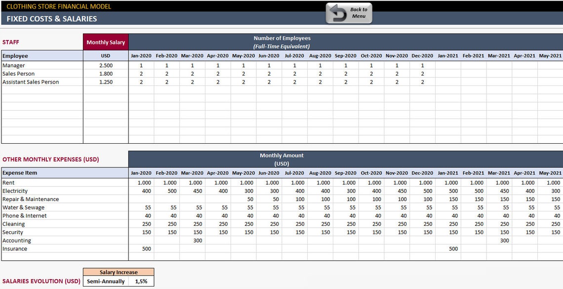 Clothing Store Financial Model Excel for Business Financial Planner
