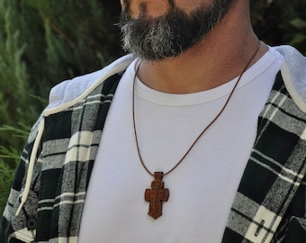 Wooden Cross Necklace Christian Gift