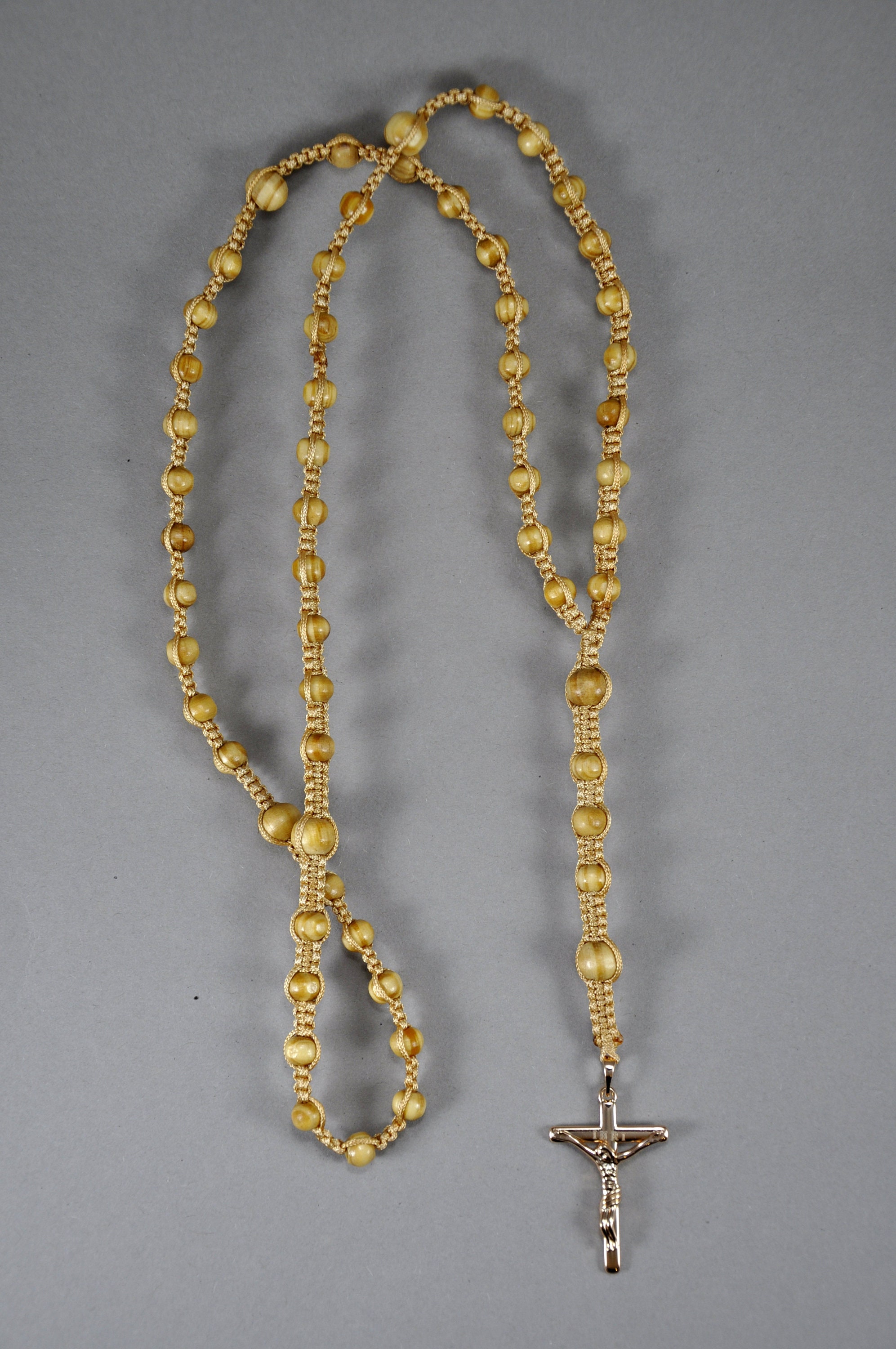 Perle di legno Collane con ciondolo a croce Cattolica Collane Rosario Gerusalemme Preghiera cristiana Gioielli religiosi per le donne Collane a croce per le donne