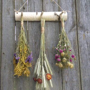 White Birch Rack, Country Rustic, Primitive Decor, Wall Decor, Natural Rustic Decor,Dried Flower Rack, Dried Flower Decor, Hanging Decor image 7