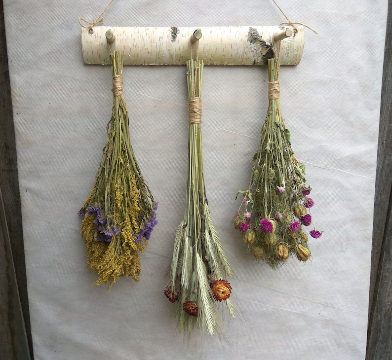 White Birch Rack, Country Rustic, Primitive Decor, Wall Decor, Natural Rustic Decor,Dried Flower Rack, Dried Flower Decor, Hanging Decor image 10