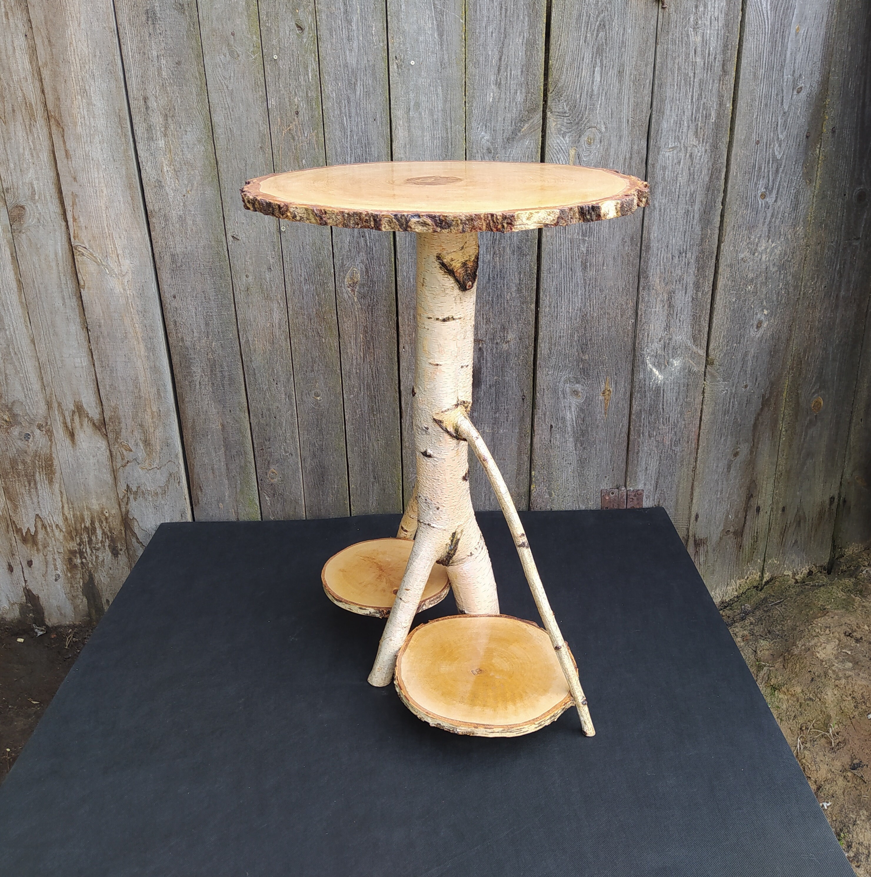 Small wood side table White birch table Round coffee table Etsy