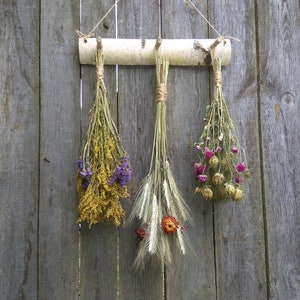 White Birch Rack, Country Rustic, Primitive Decor, Wall Decor, Natural Rustic Decor,Dried Flower Rack, Dried Flower Decor, Hanging Decor image 8