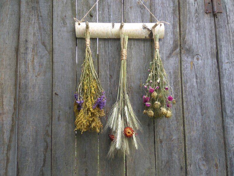 White Birch Rack, Country Rustic, Primitive Decor, Wall Decor, Natural Rustic Decor,Dried Flower Rack, Dried Flower Decor, Hanging Decor image 8