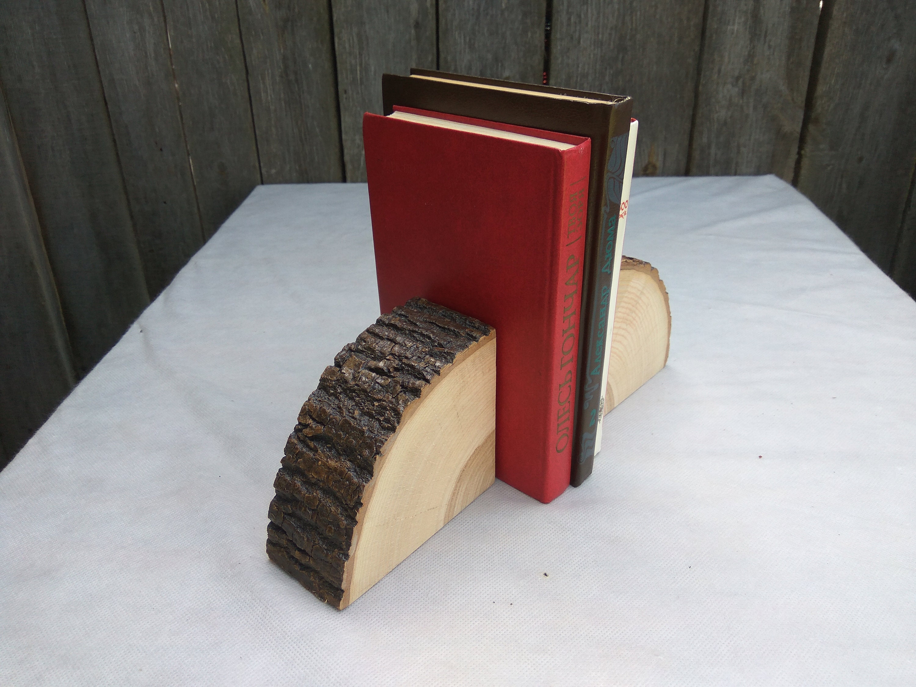 Wood bookends primitive rustic decor Etsy