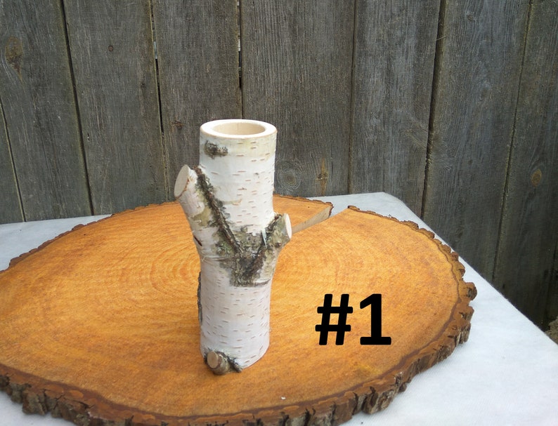 Tall wood vase, White birch vase image 10