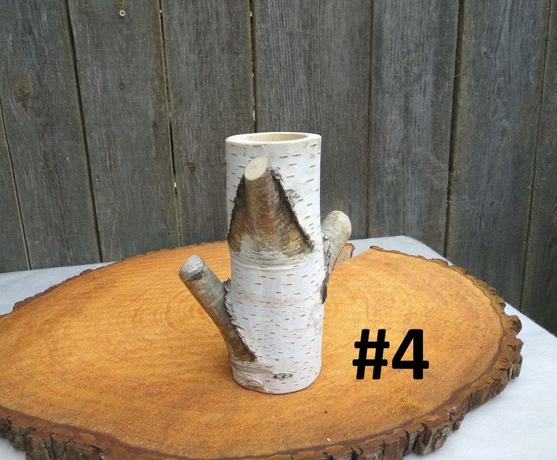 Tall wood vase, White birch vase image 8