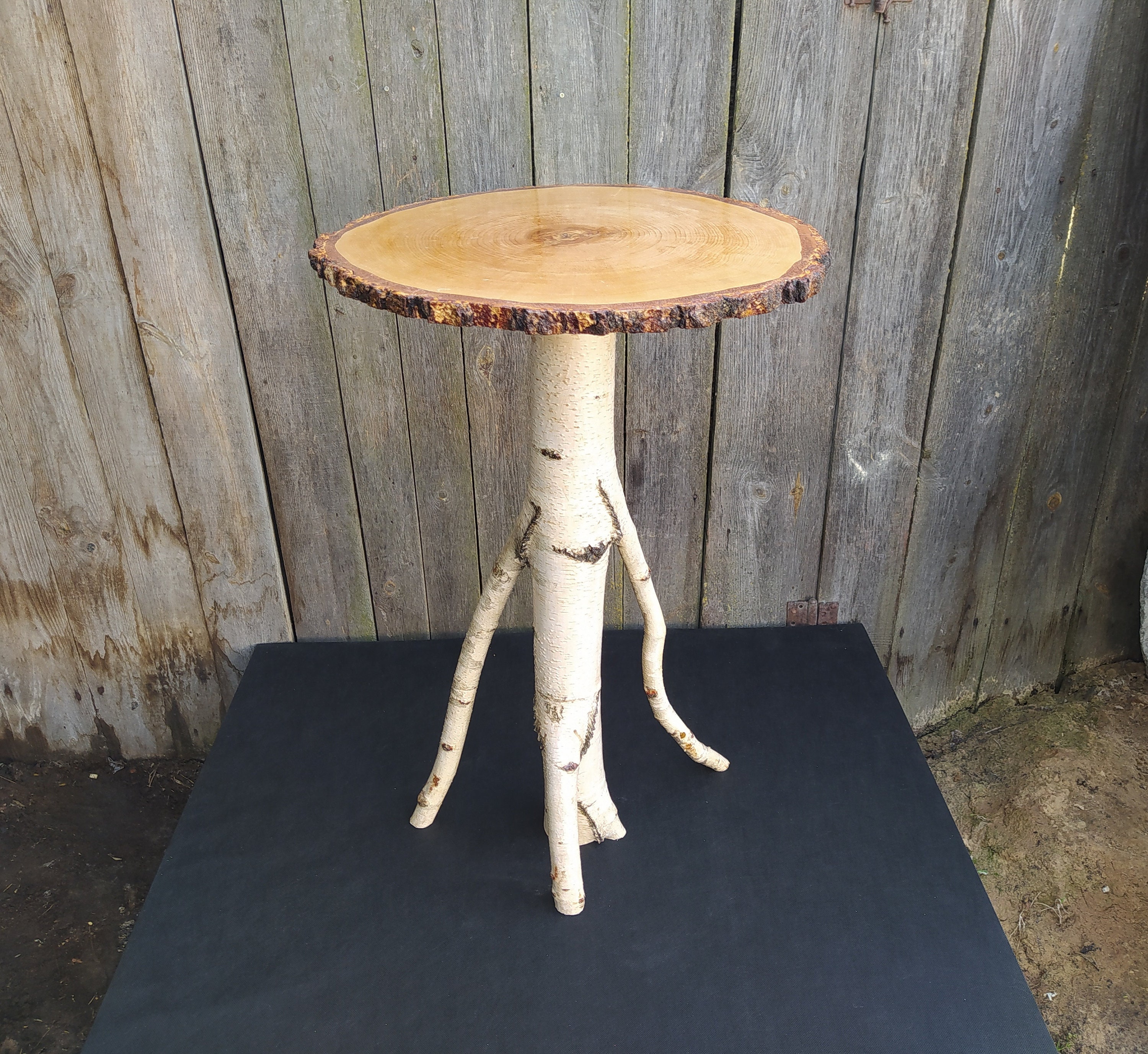 Small wood side table Drink table Round coffee table Etsy