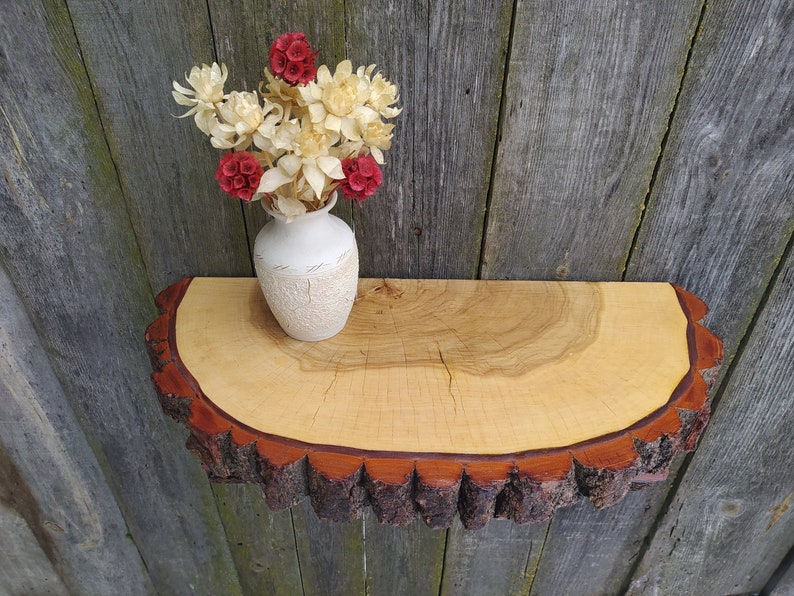 Floating Shelf Rustic Wood Shelf Live Edge Large Wood Etsy