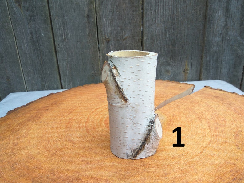 Birch log vase birch decor birch bark decor table Etsy