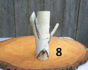 Birch log vase, birch decor, birch bark decor